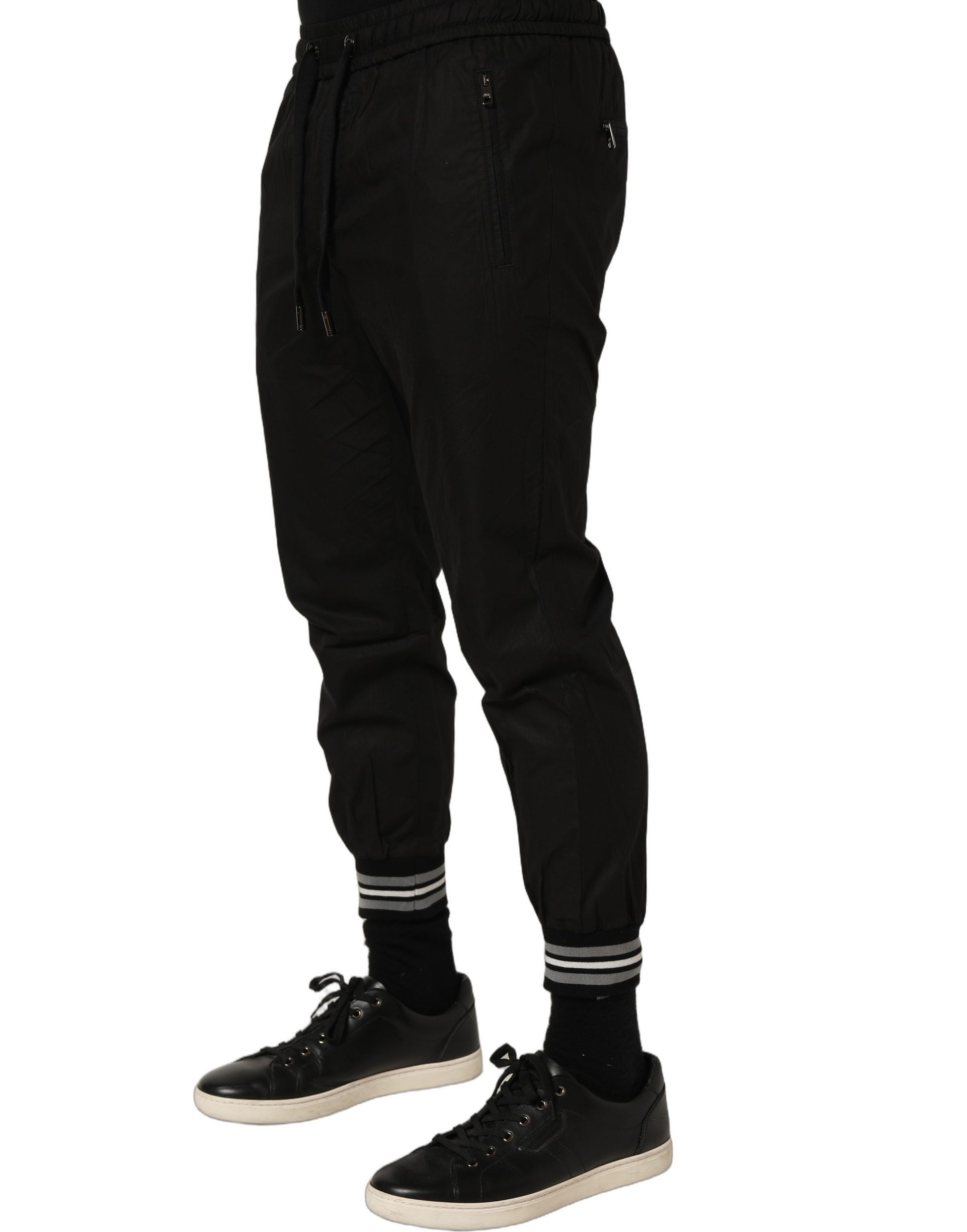 Dolce & Gabbana Black Cotton Mid Waist Jogger Sweatpants