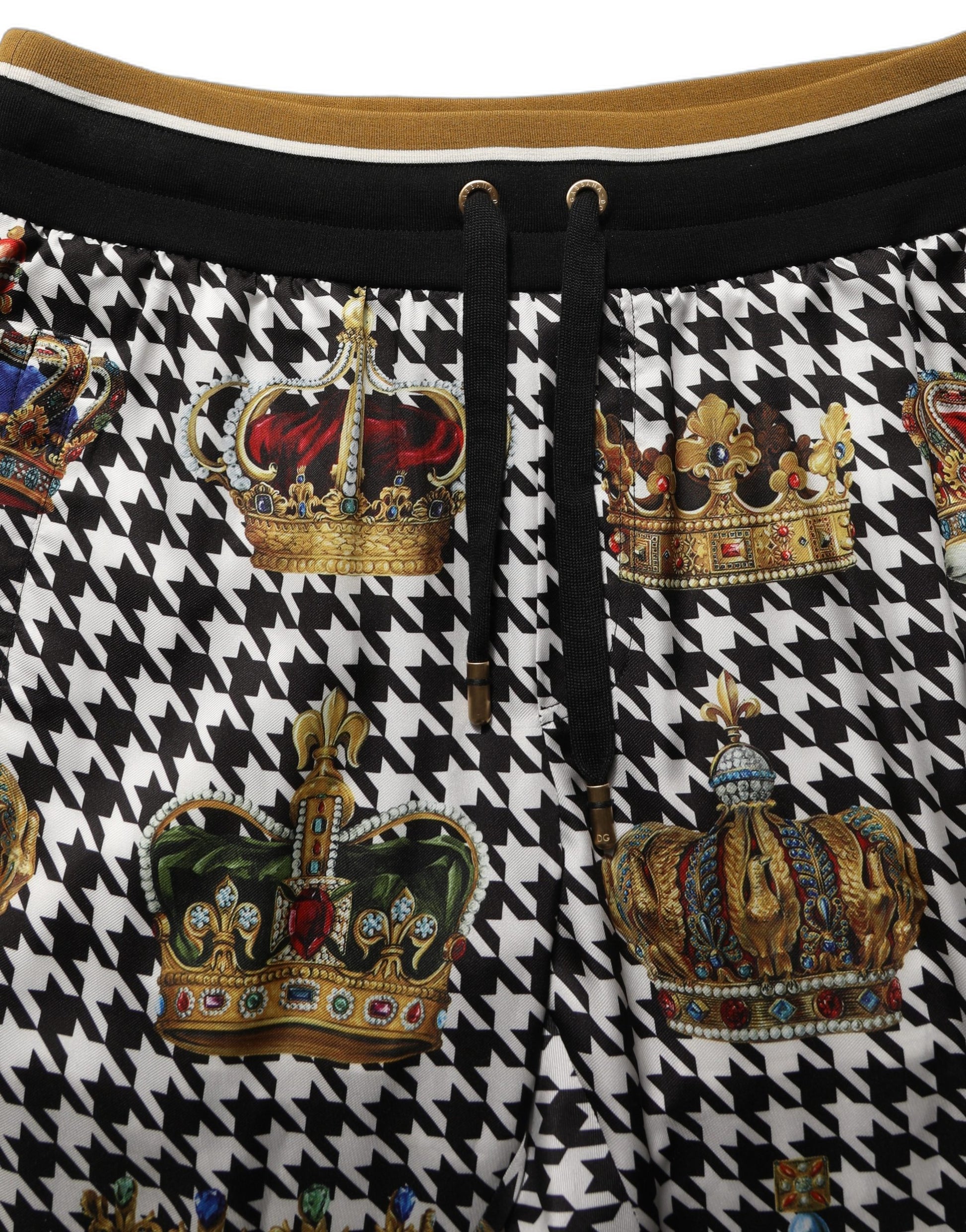 Dolce & Gabbana Multicolor Houndstooth Crown Men Sweatpants