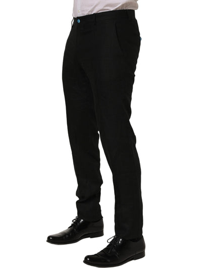 Dolce & Gabbana Black Linen Skinny Leg Dress Trouser Pants