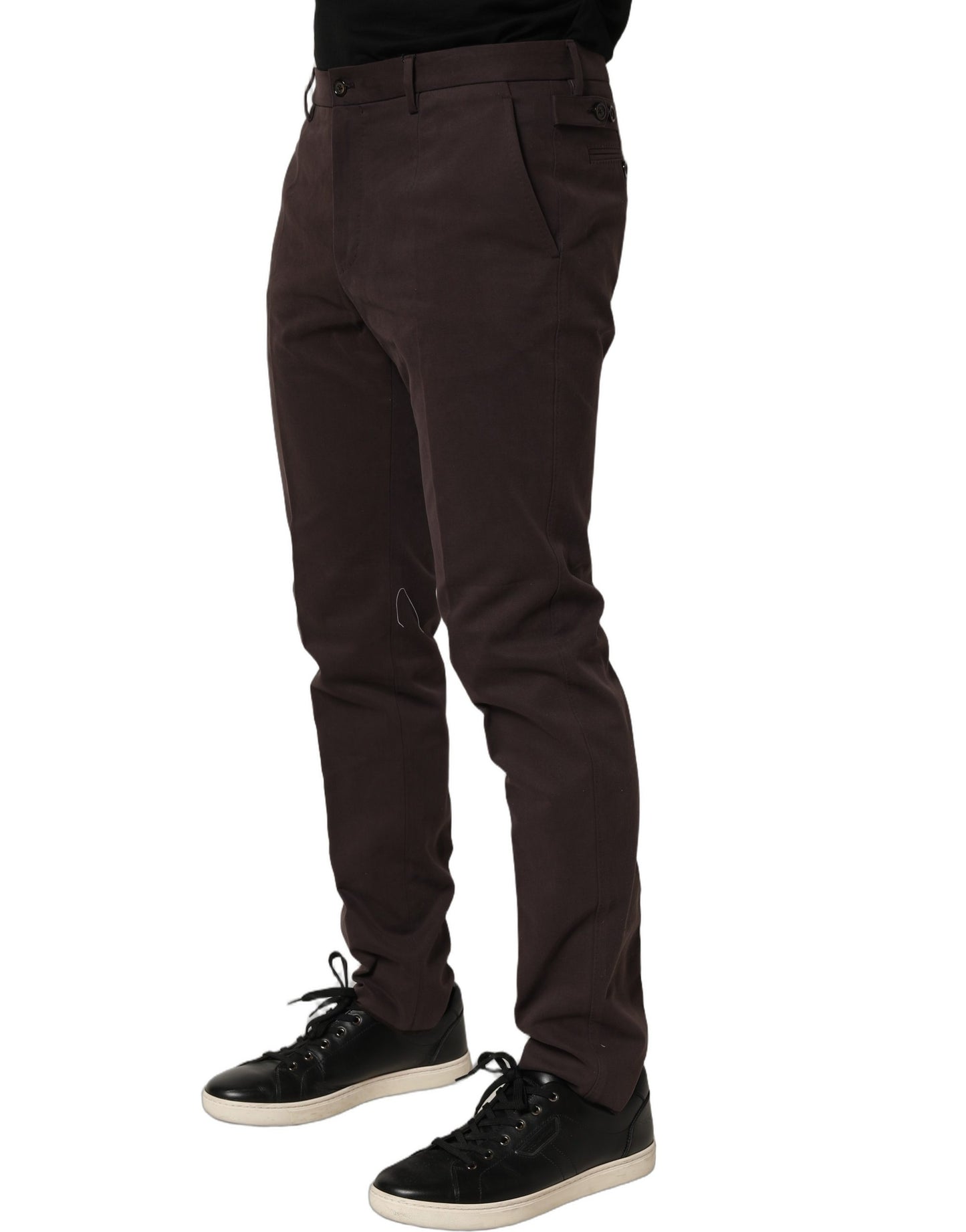 Dolce & Gabbana Brown Cotton Skinny Leg Dress Trouser Pants IT48 | M