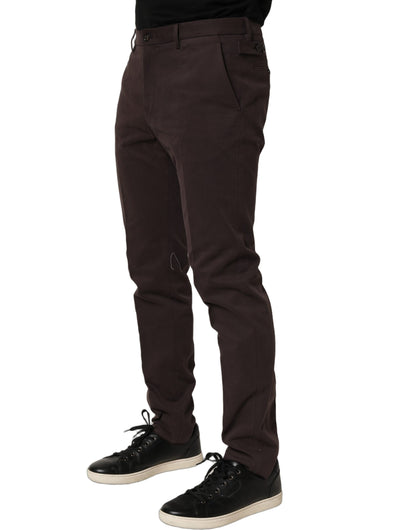 Dolce & Gabbana Brown Cotton Skinny Leg Dress Trouser Pants IT48 | M