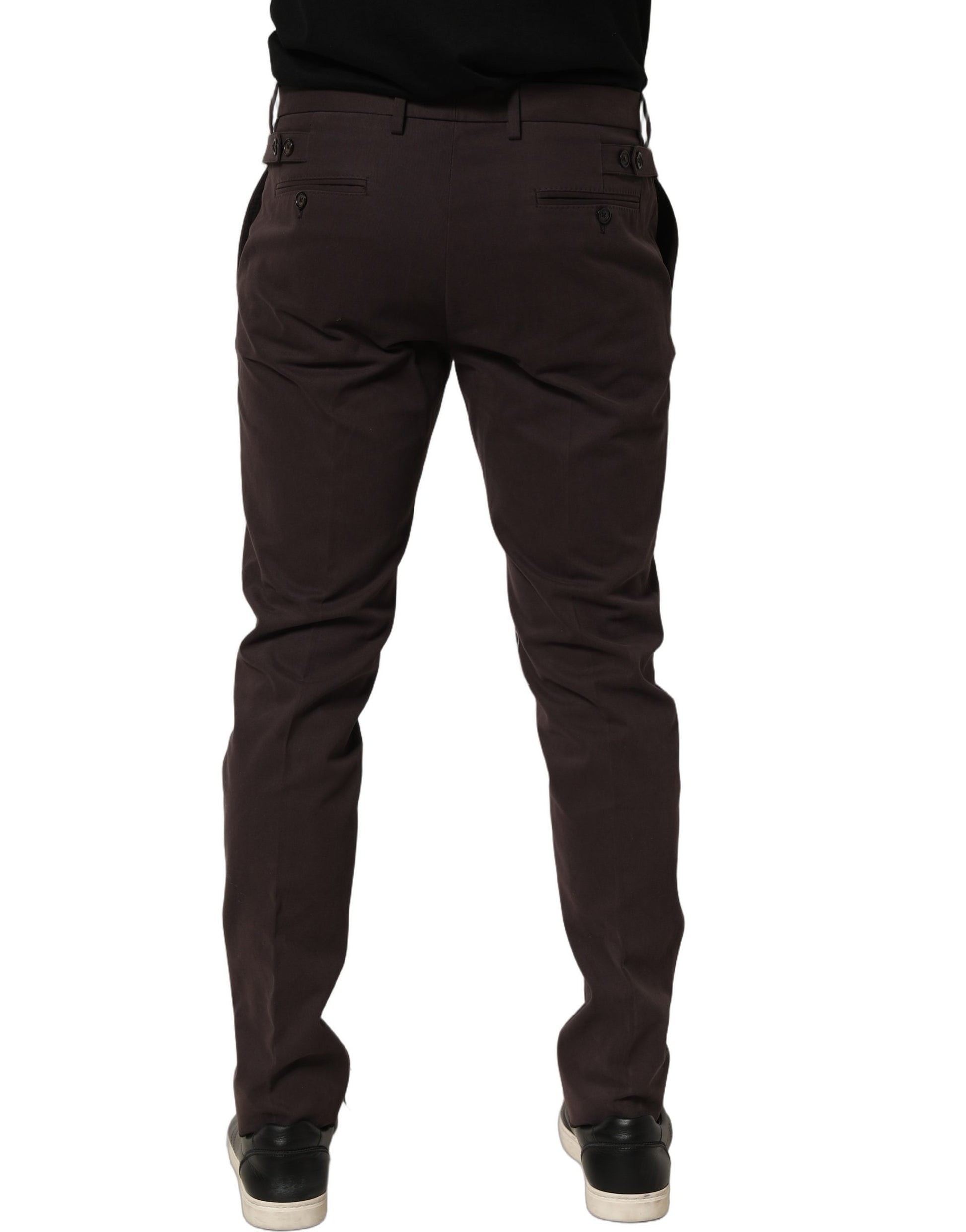 Dolce & Gabbana Brown Cotton Skinny Leg Dress Trouser Pants IT48 | M