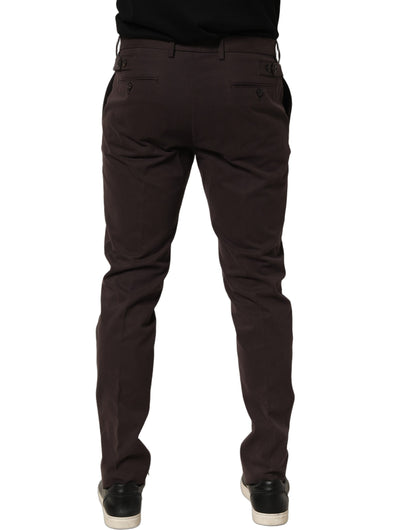 Dolce & Gabbana Brown Cotton Skinny Leg Dress Trouser Pants IT48 | M