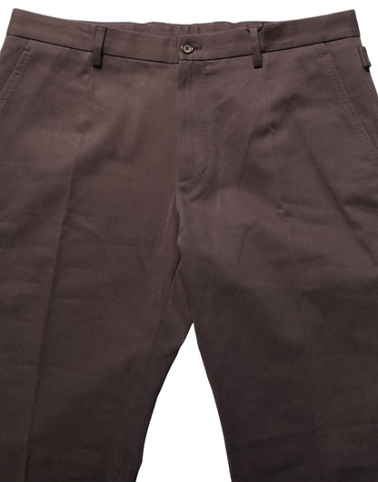 Dolce & Gabbana Brown Cotton Skinny Leg Dress Trouser Pants IT48 | M
