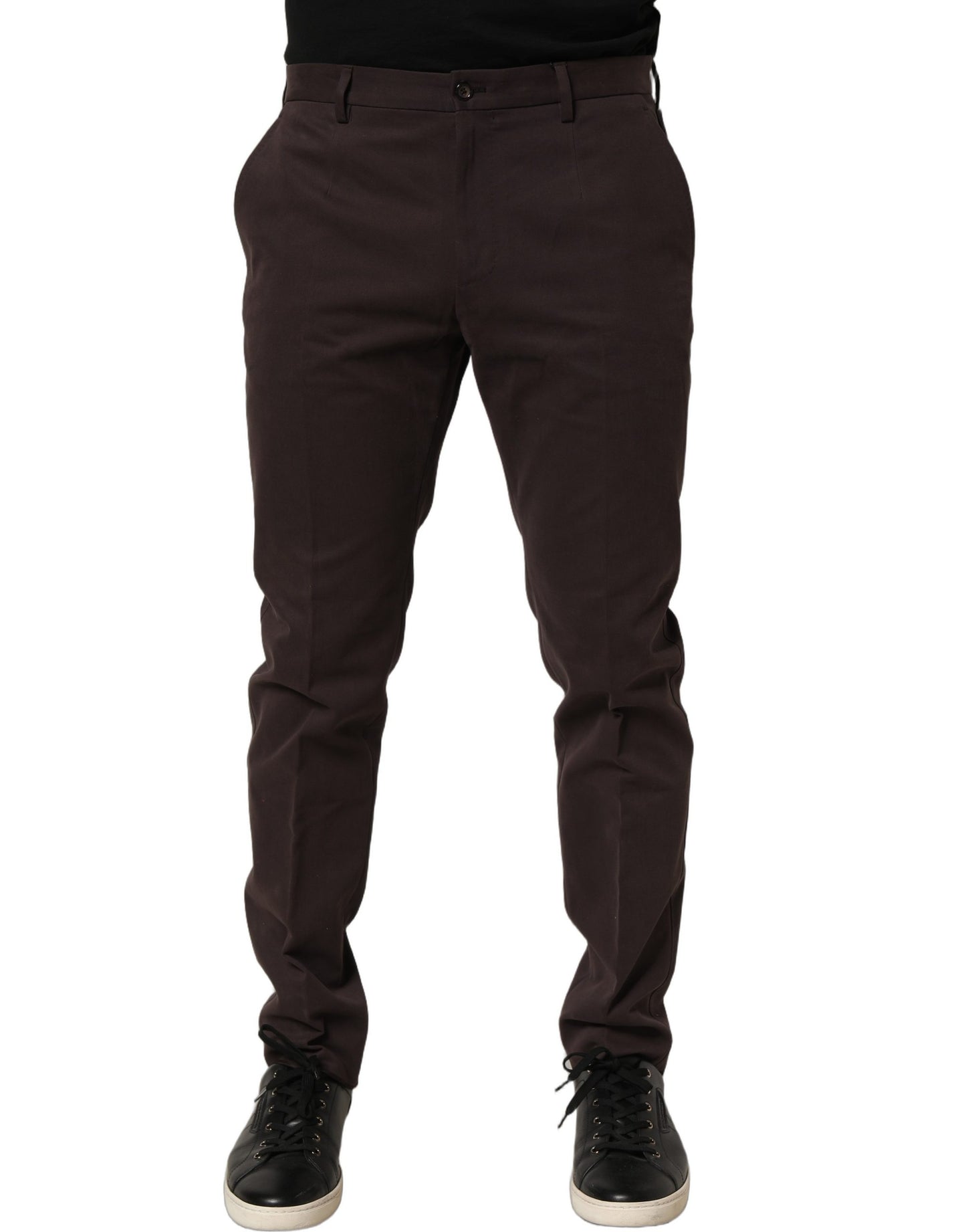 Dolce & Gabbana Brown Cotton Skinny Leg Dress Trouser Pants IT48 | M