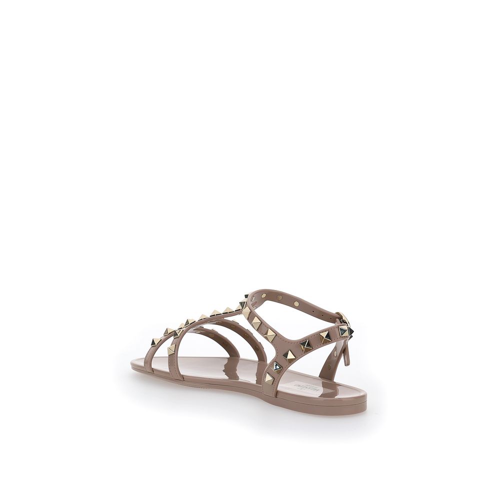 Valentino Garavani Poudre Pink Summer Rockstud Flat Sandals