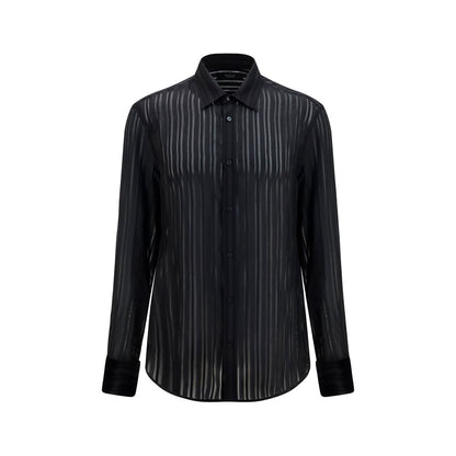 Gucci Black Striped Silk Gauze Shirt