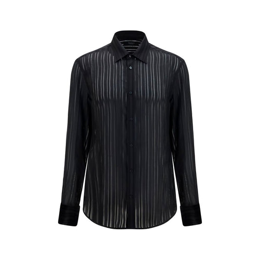 Gucci Black Striped Silk Gauze Shirt