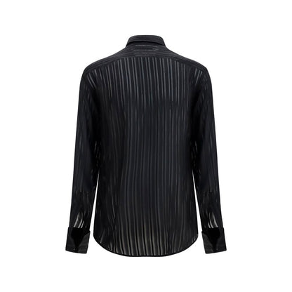 Gucci Black Striped Silk Gauze Shirt