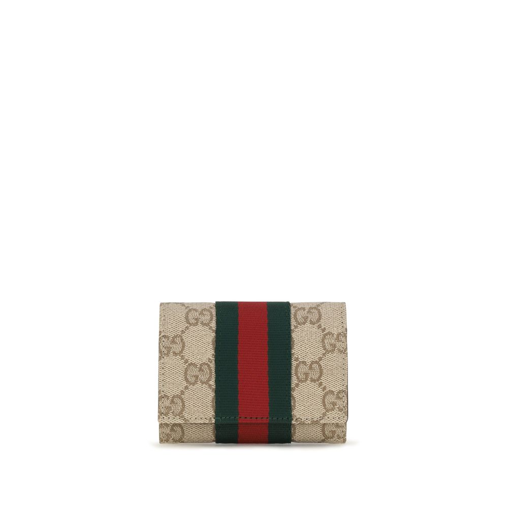 Gucci Beige Web Bi-fold Card Holder