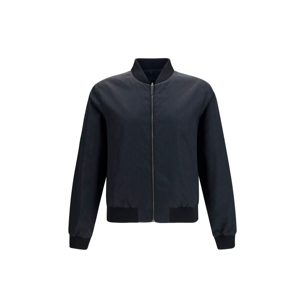 Gucci Black Reversible Zip Bomber Jacket in Silk Faille