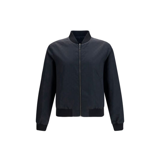 Gucci Black Reversible Zip Bomber Jacket in Silk Faille