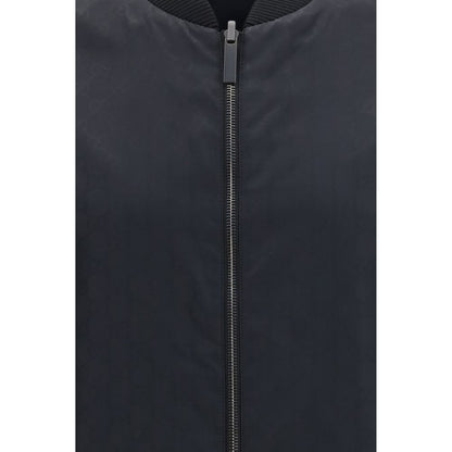 Gucci Black Reversible Zip Bomber Jacket in Silk Faille
