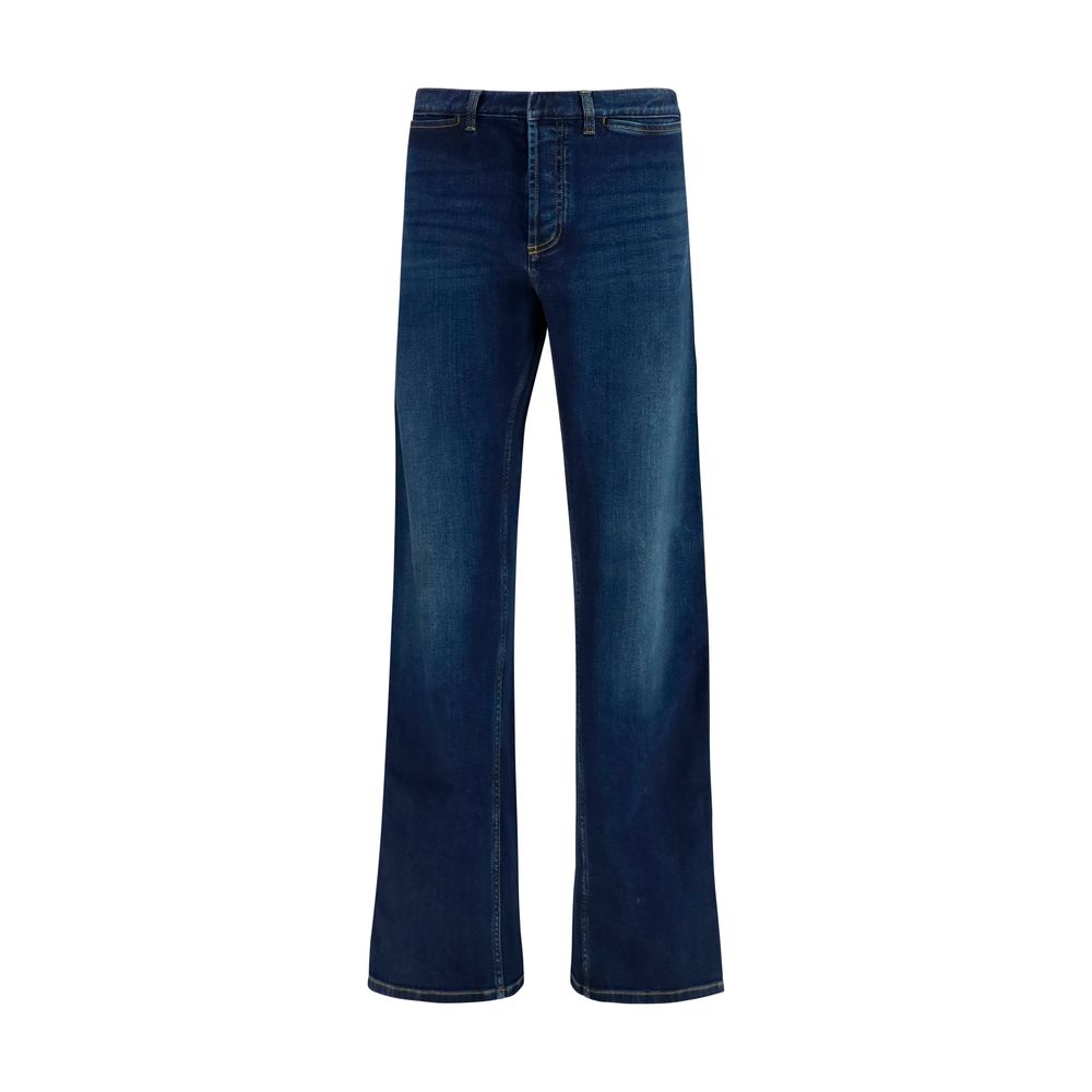 Gucci Blue Cotton Flared Web Stripe Jeans