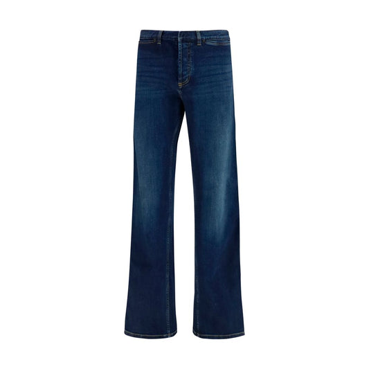 Gucci Blue Cotton Flared Web Stripe Jeans