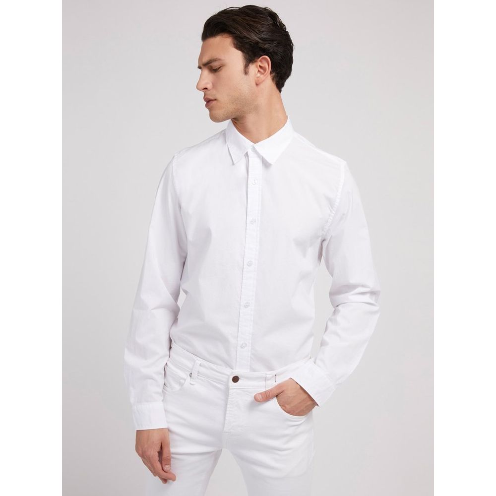 Guess Jeans White Cotton Dress Shirt - Pure White