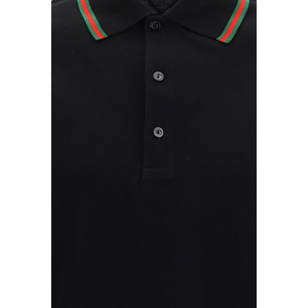 Gucci Black Cotton Piqué Polo Shirt