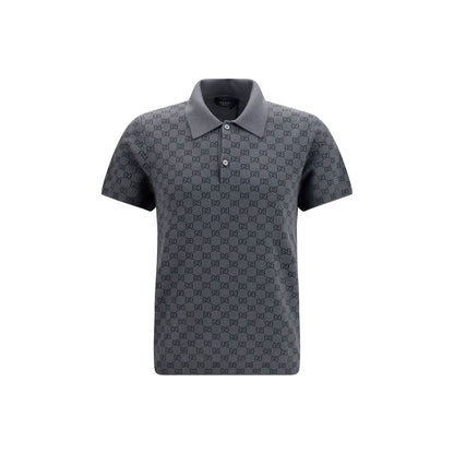 Gucci Gray Wool & Silk Short Sleeve Polo Shirt