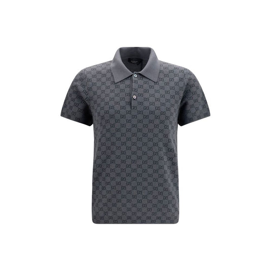Gucci Gray Wool & Silk Short Sleeve Polo Shirt