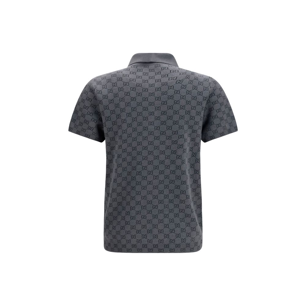 Gucci Gray Wool & Silk Short Sleeve Polo Shirt