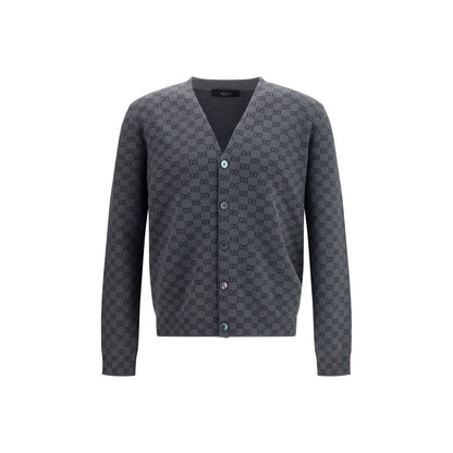 Gucci Grey Wool & Silk Blend GG Cardigan