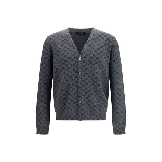 Gucci Grey Wool & Silk Blend GG Cardigan