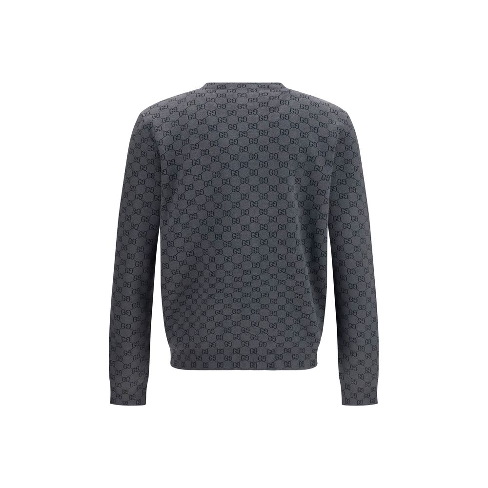 Gucci Grey Wool & Silk Blend GG Cardigan