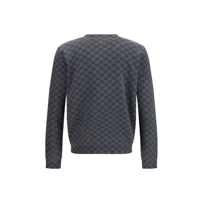 Gucci Grey Wool & Silk Blend GG Cardigan