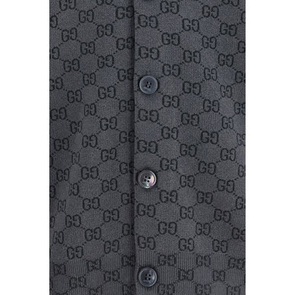 Gucci Grey Wool & Silk Blend GG Cardigan