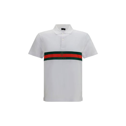 Gucci White Cotton Polo Shirt with Web