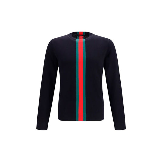 Gucci Dark Blue Web Stripe Sweater