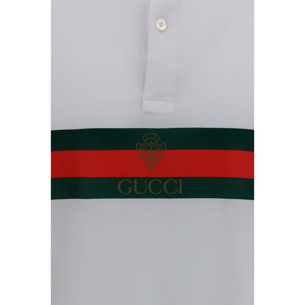 Gucci White Cotton Polo Shirt with Web