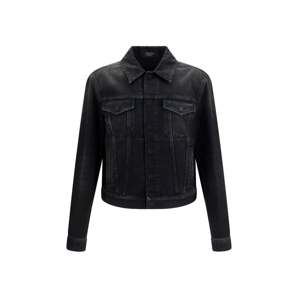 Gucci Washed Daak Grey/Charcoal Structured Trucker Denim Jacket