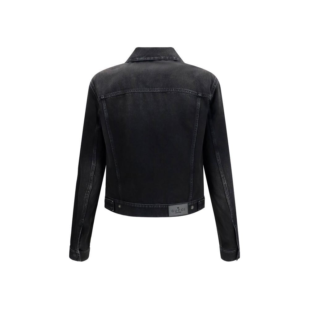 Gucci Washed Daak Grey/Charcoal Structured Trucker Denim Jacket