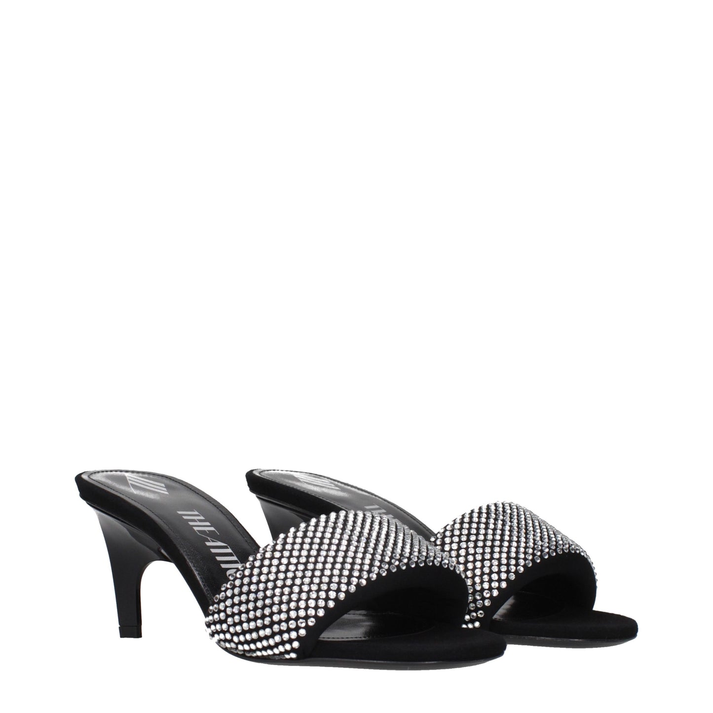 Prada Black Fabric Stiletto Heel Sandals with Studs