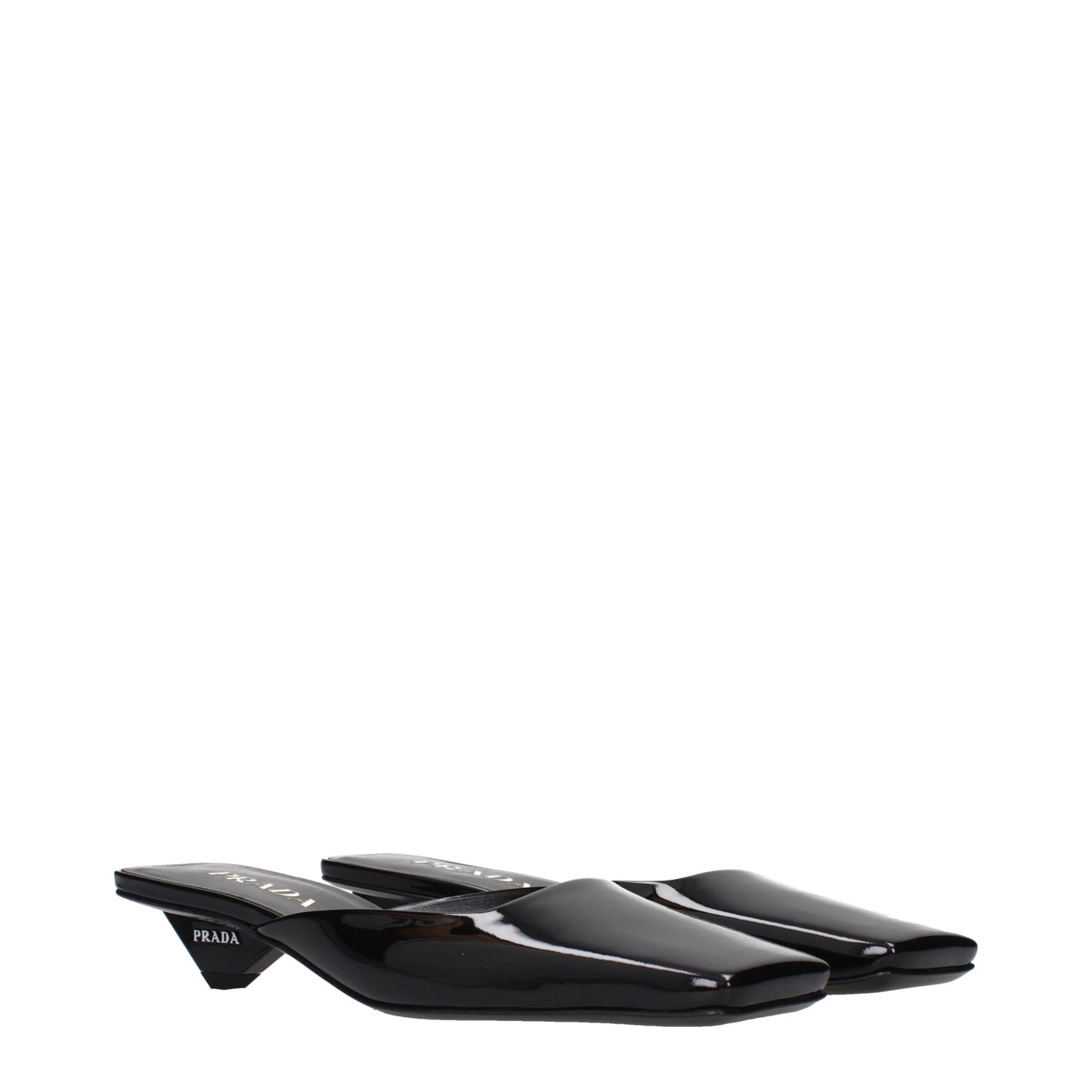 Prada Black Patent Leather Flat Sandals with Side Logo