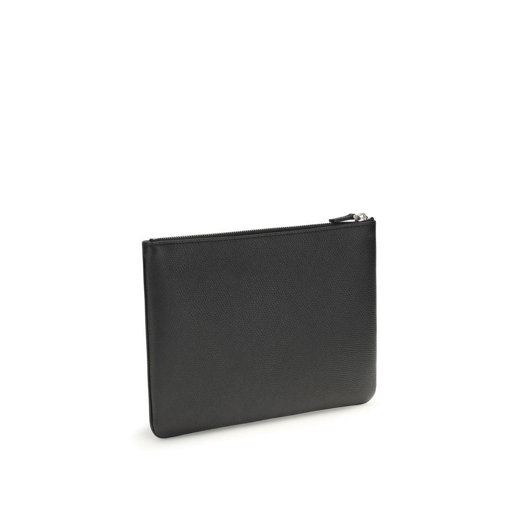 Valentino Garavani Black Calf Leather Pouch Wallet