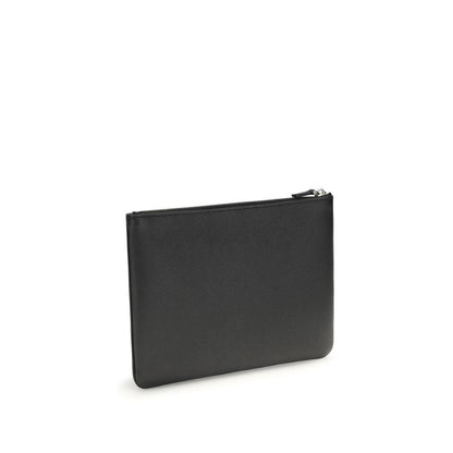 Valentino Garavani Black Calf Leather Pouch Wallet