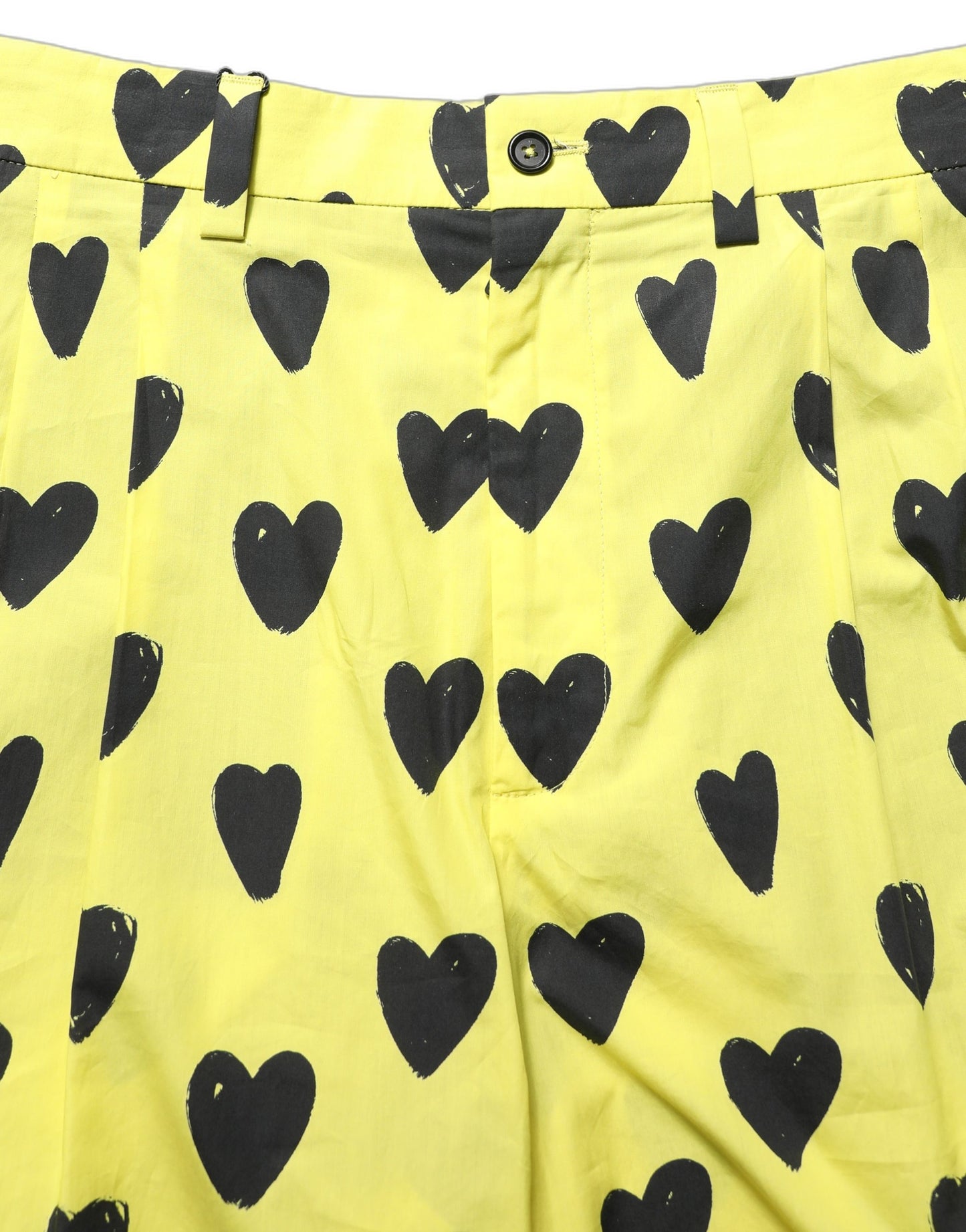 Dolce & Gabbana Yellow & Black Heart Print Cotton Shorts for Men