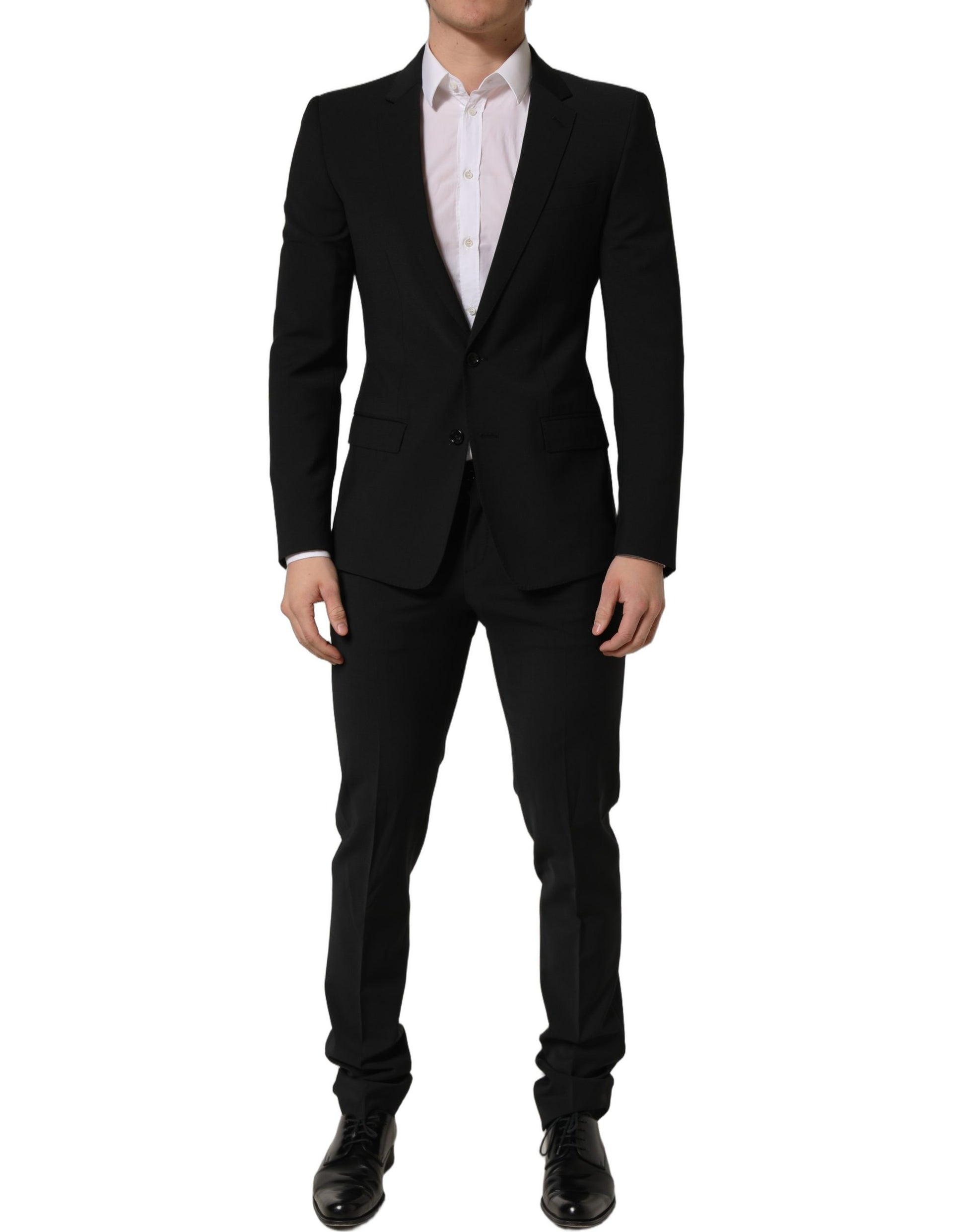 Dolce & Gabbana Black Wool Slim Fit Formal 2 Piece Men Suit