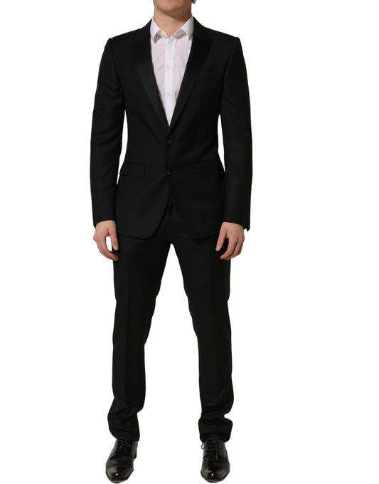 Dolce & Gabbana Black Wool Slim Fit Formal 2 Piece Men Suit