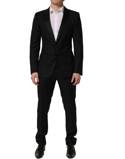 Dolce & Gabbana Black Wool Slim Fit Formal 2 Piece Men Suit