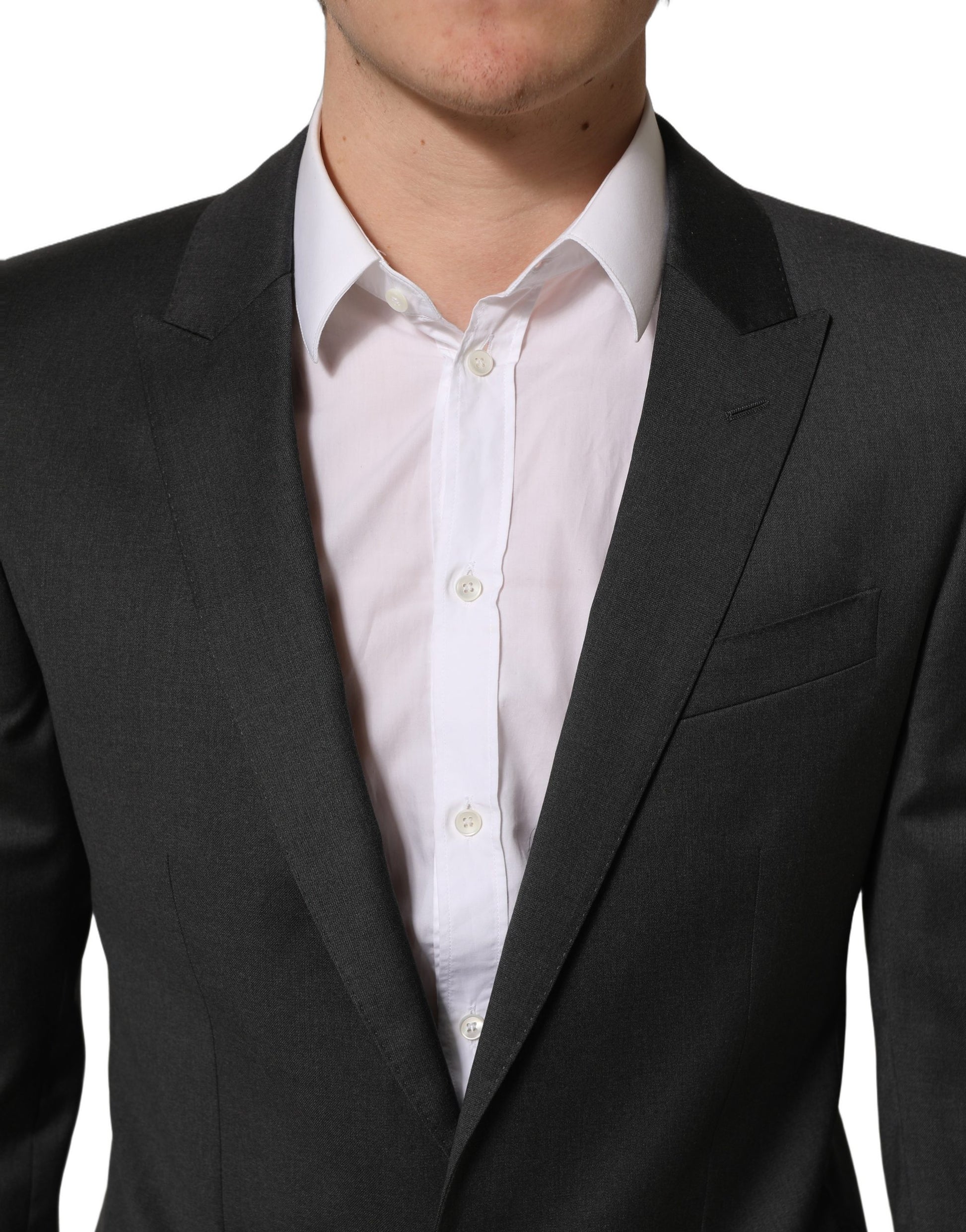 Dolce & Gabbana Gray Wool Slim Fit Formal 2 Piece Men Suit
