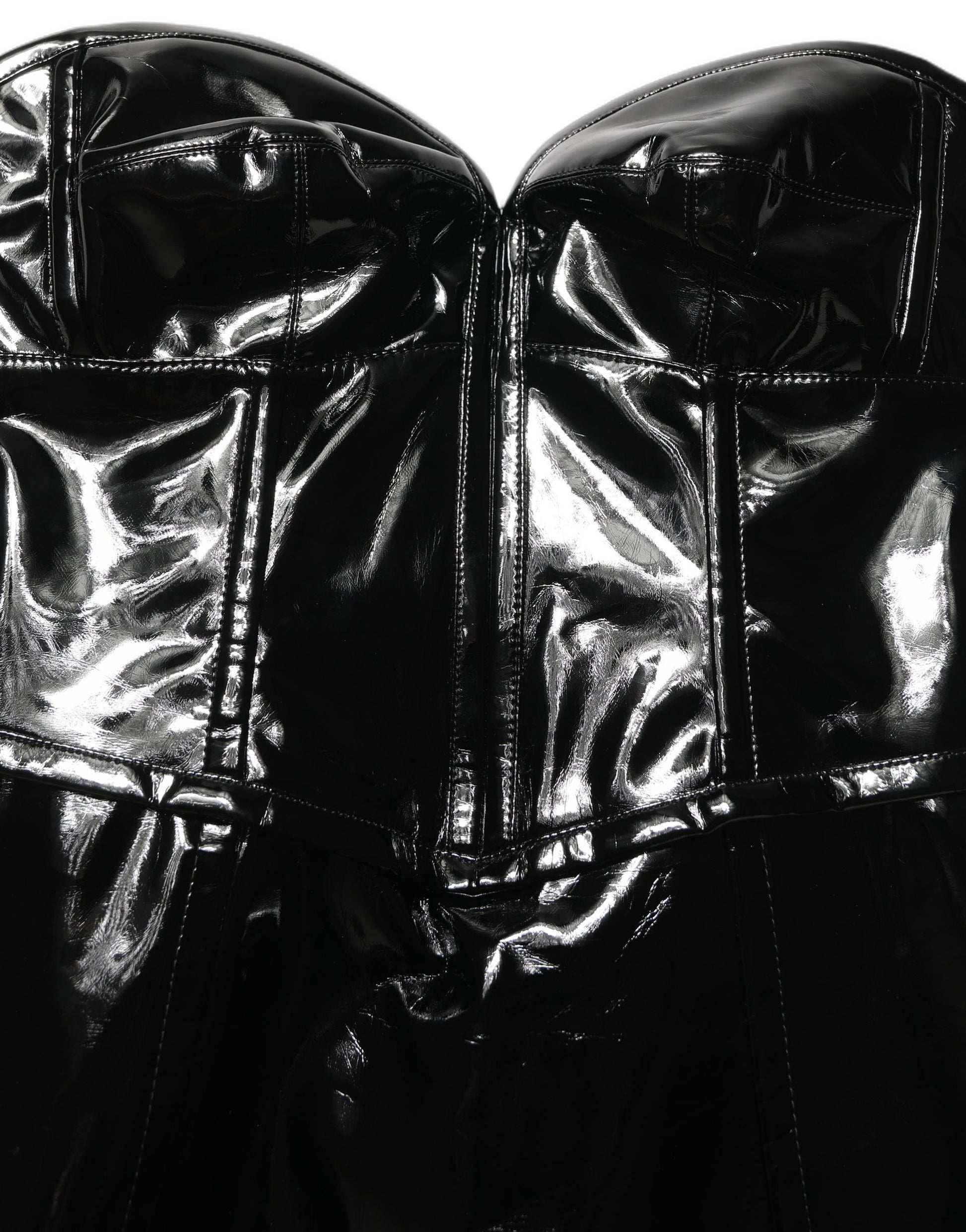 Dolce & Gabbana Black Patent Leather Corset Style Mini Dress