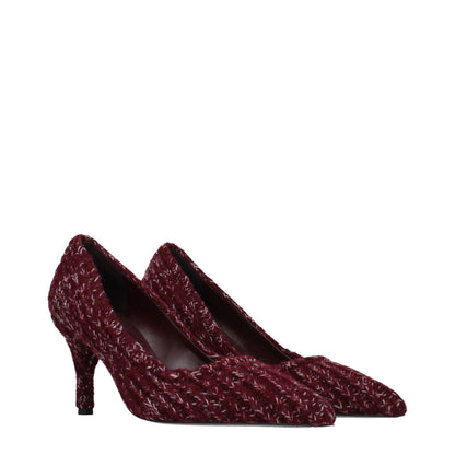 Prada Red Fabric Mid Heel Pumps - Women’s Designer Shoes