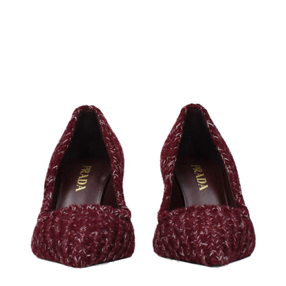 Prada Red Fabric Mid Heel Pumps - Women’s Designer Shoes