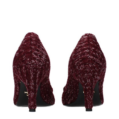 Prada Red Fabric Mid Heel Pumps - Women’s Designer Shoes