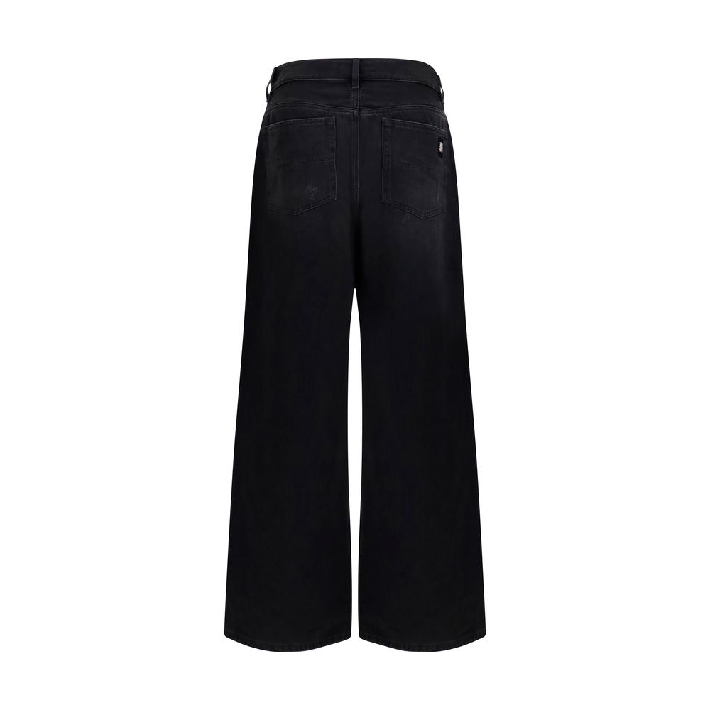 Amiri Black Cotton Wide-Leg Jeans Denim