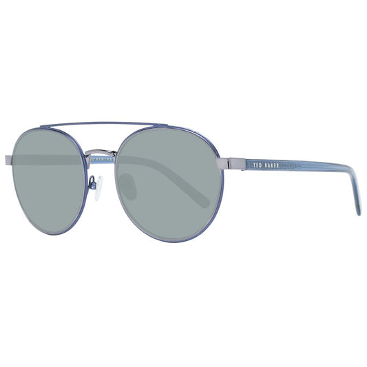 Ted Baker Men’s Sunglasses – Blue Metal Aviator Frame, Green Lenses