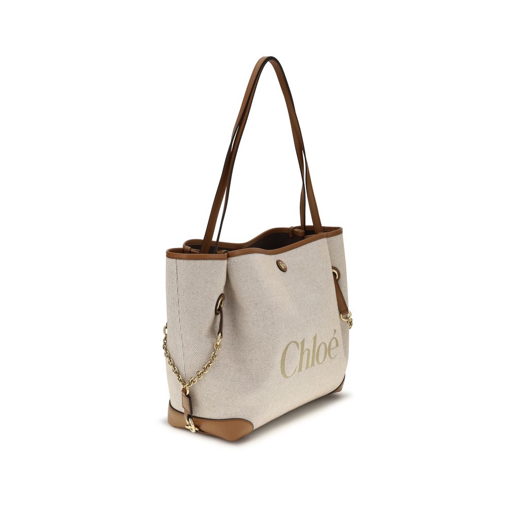 Chloé Beige Cotton Canvas Clover Tote Bag